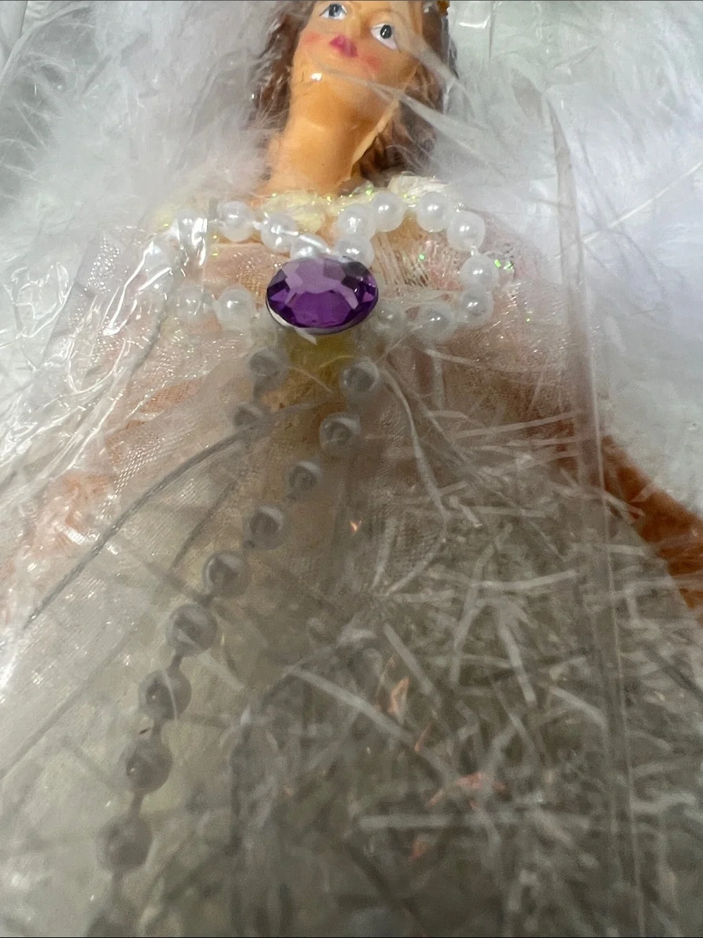 White Feathers Angel Ornaments with Purple Rhinestone February NEW Set 3
